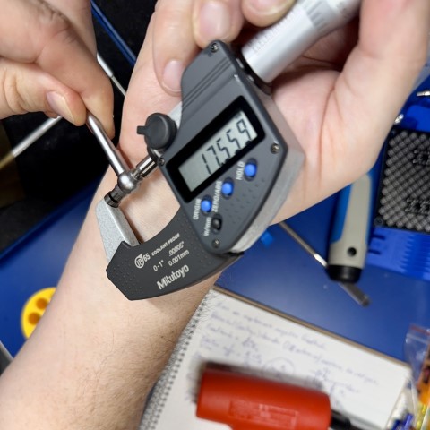 Measuring with a micrometer. The micrometer reads
17.559mm